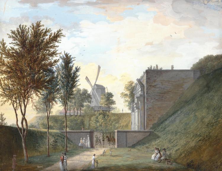 Maleri af kirsebærgangen ved Vesterport, malet af Elias Meyer, ca. 1800. https://bruun-rasmussen.dk/m/lots/5E593ACB67D5.